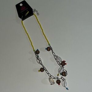 Paparazzi Yellow and Brown Beaded Necklace
